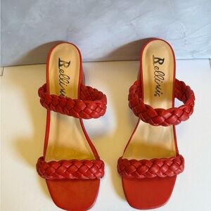 Bellini Red Braided Double-Strap Slide Mules